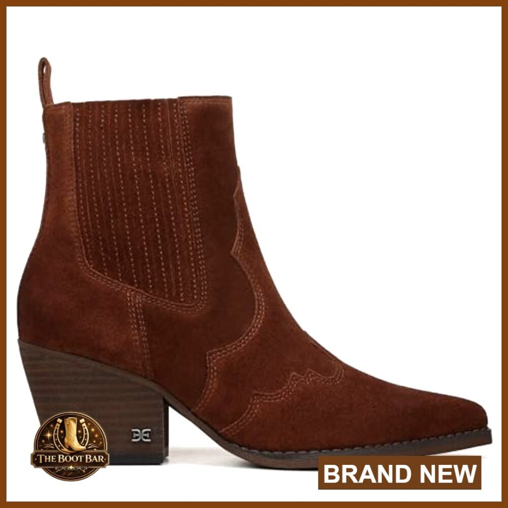 Leather Ankle Booties with 2.3 Inch Heel, Pull-On Closure - Picture 6 of 6
